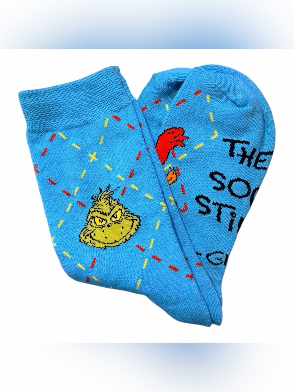 McDonald's Grinch Adult Happy Meal Socks Blue Max The Dog "These Socks Stink"